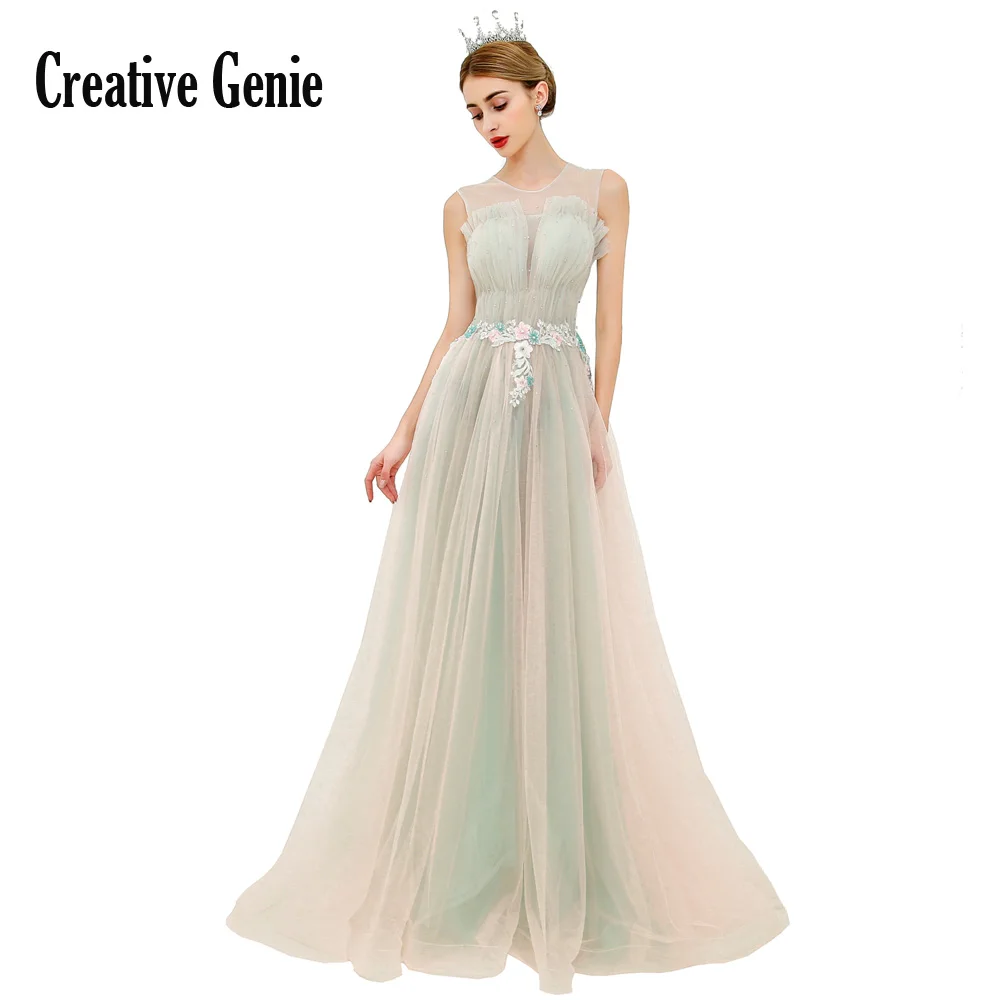 Длинное платье Элегантное светло-зеленое 2018 модное Тюлевое банкетное женское