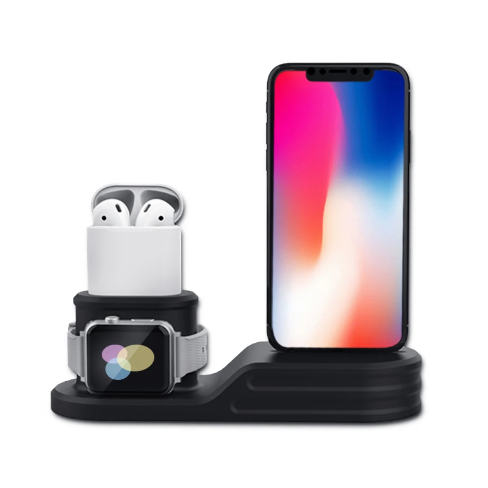 Магнитное зарядное устройство 3 в 1 для iPhone X S MAX XR 8 7 беспроводное Apple Watch 4 Air Pods
