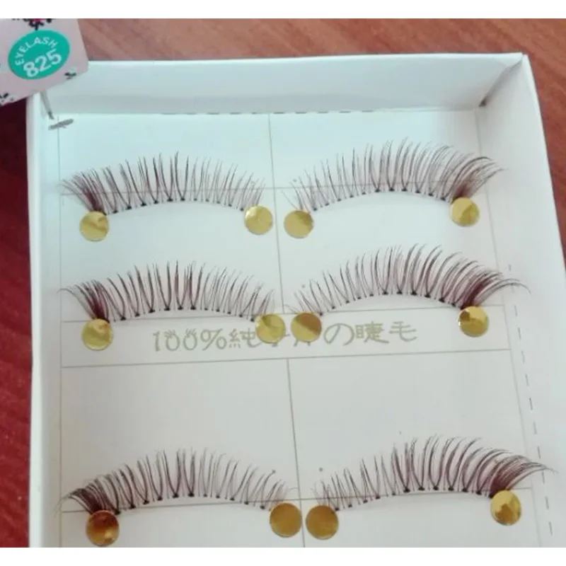 Ручные натуральные Длинные Короткие накладные ресницы Коричневые Ресницы для