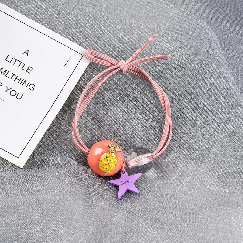 2020 New Korea Girls Candy Color Cartoon Fruit Scrunchies Ball Star Hair Ties Ponytail Holder Children Accessories | Аксессуары для