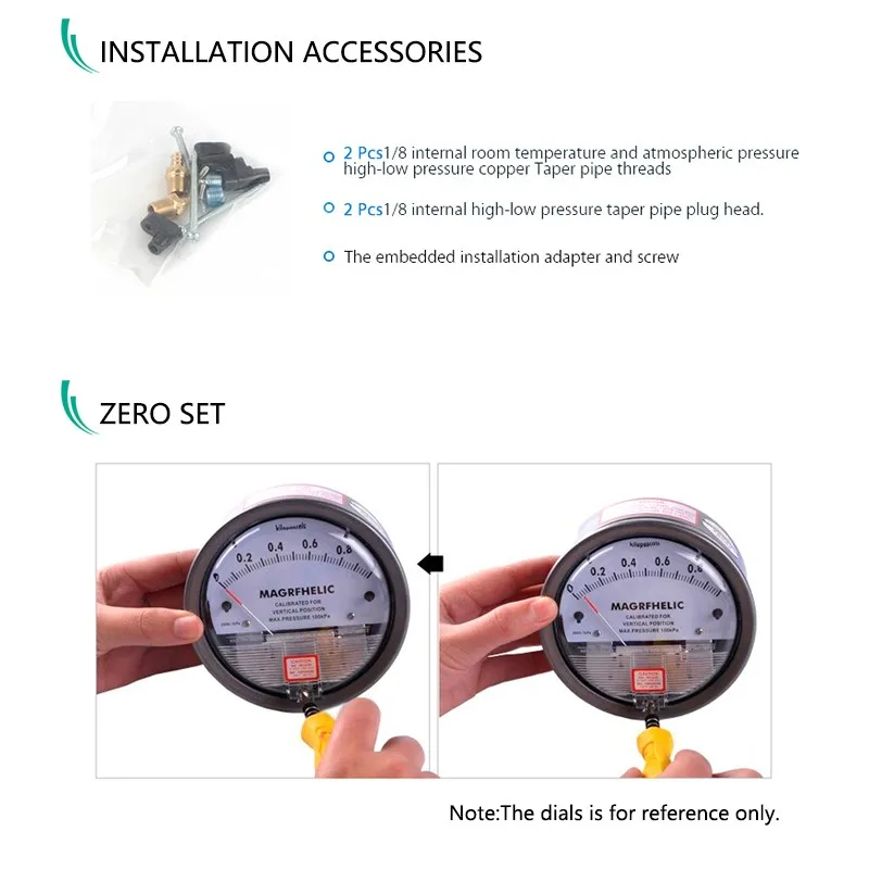 ELECALL TE2000-1~ 1 кПа Дифференциальный Манометр 4-3/" dia. X 2-3/16" круглый тип инструмент-указатель микрометр
