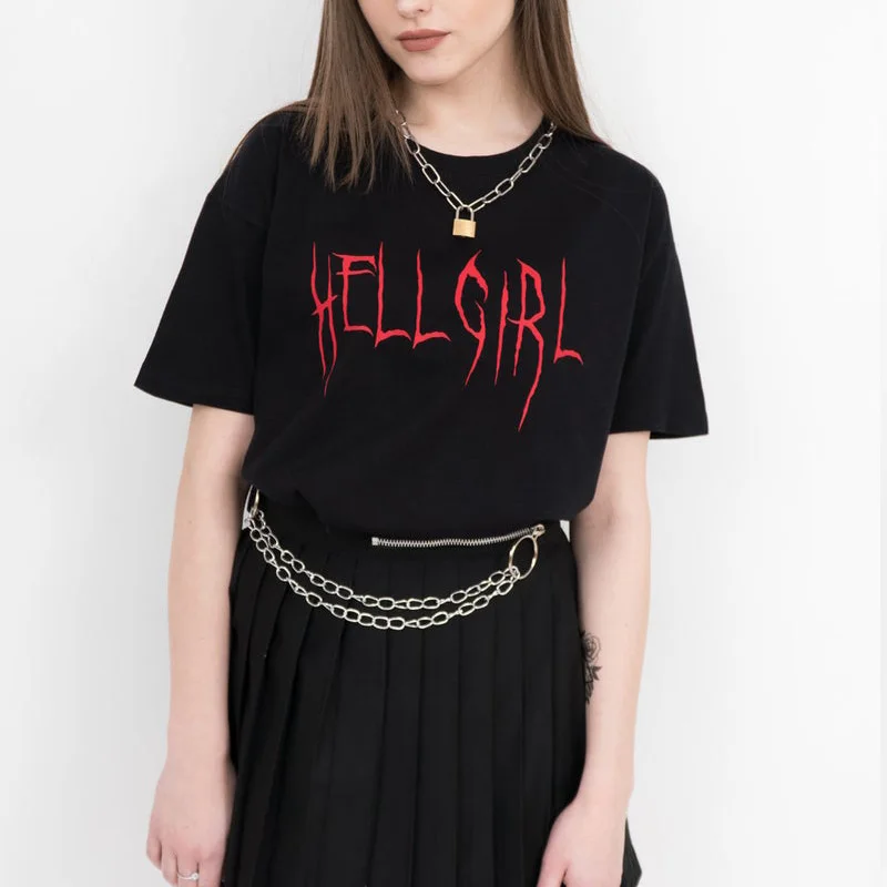 Hell Girl Футболка женская Эстетическая одежда Hell Angel Hell Boy Lil Peep футболки унисекс Tumblr одежда размера плюс Прямая поставка