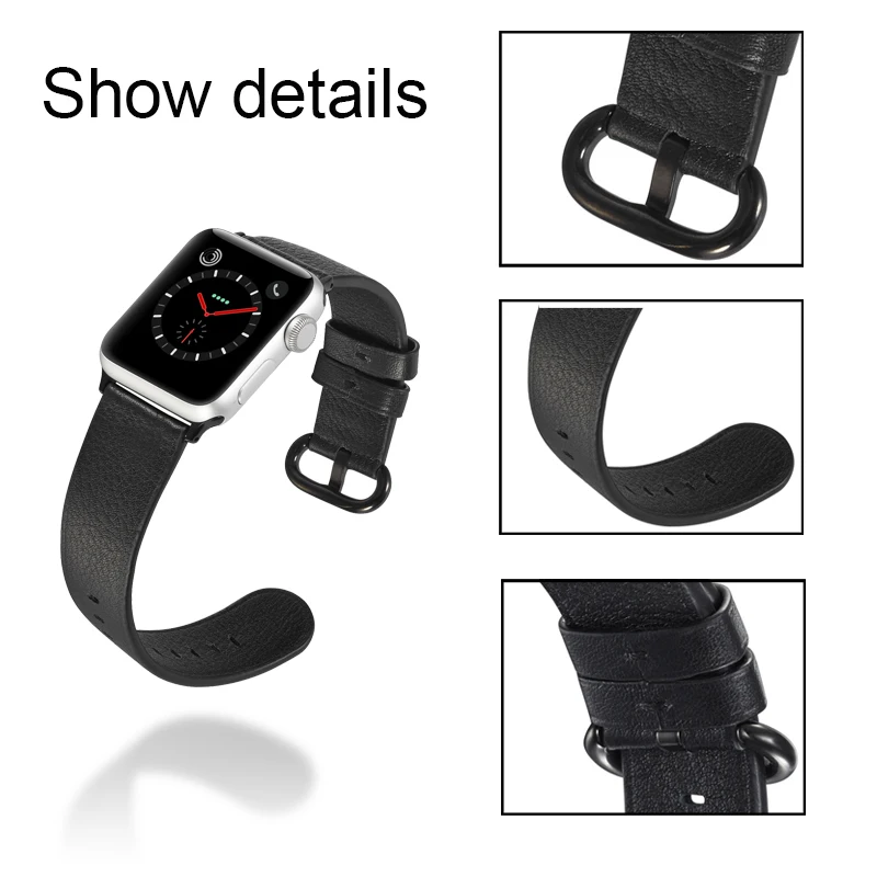 Кожаный ремешок для часов apple Watch 42 мм и watch 44 браслета iwatch series 5 4 3 2 1 38 40 мм|Ремешки
