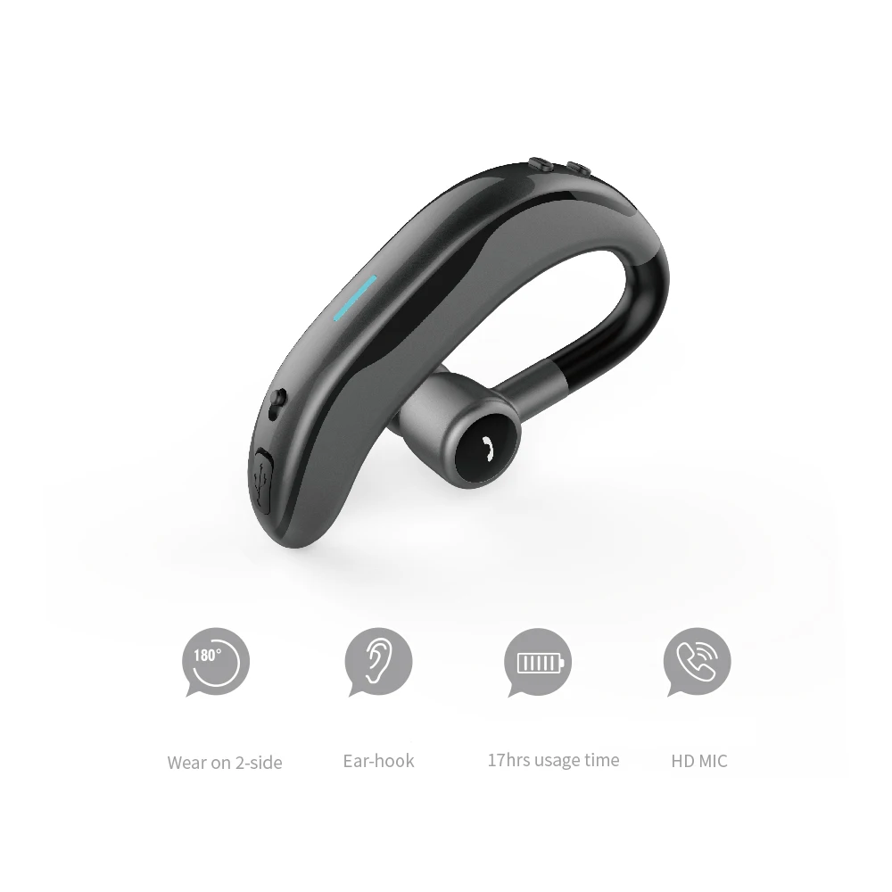 IPUDIS беспроводные наушники-вкладыши с ушным крюком, Bluetooth наушники, 170 мА/ч, одна гарнитура с микрофоном для вождения