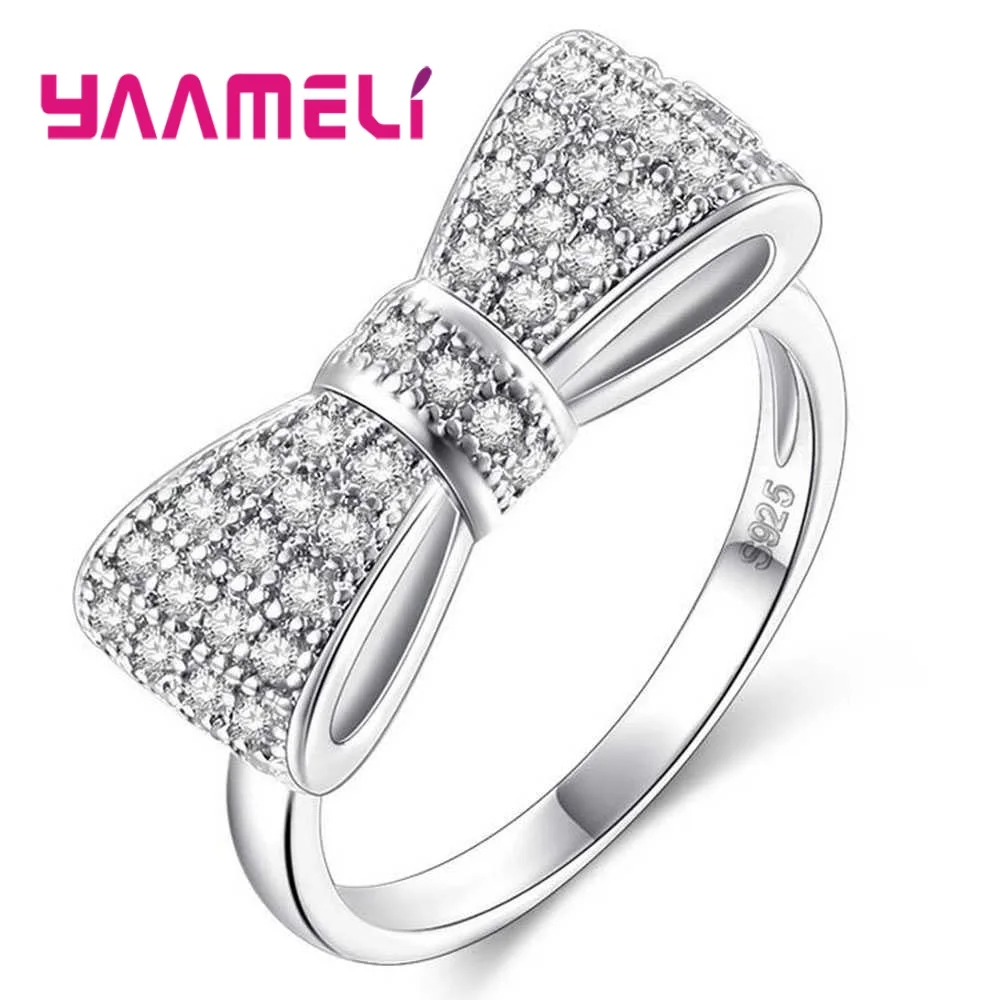 

Fashion Geometric Bowknot Rings For Women Fashion Crystal Cubic Zircon Ring Engagement Party Wedding Jewelry Valentine's Gift