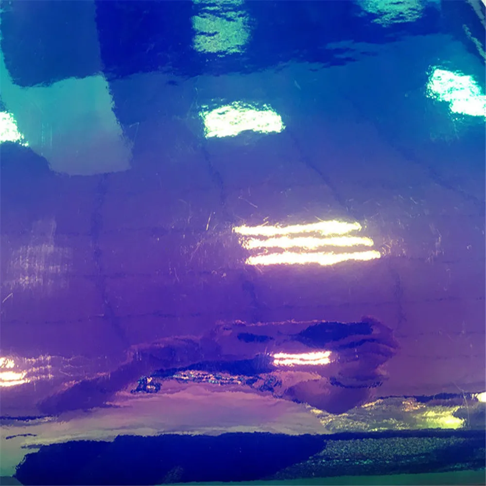 5 м синий голографический Радуга Chrome кузова обёрточная Бумага Винил пузырьков