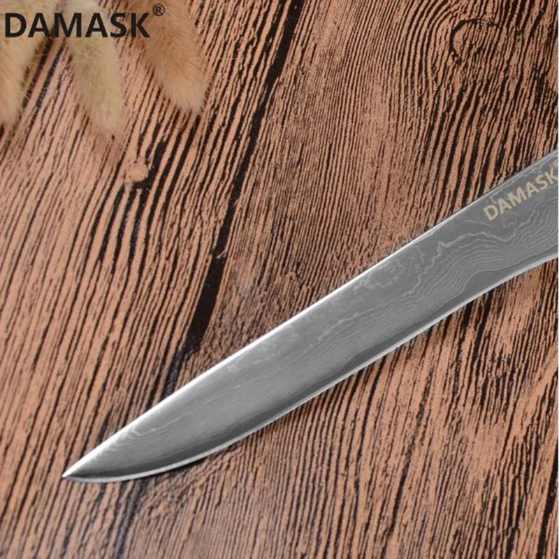 Дамаск Кухня ножей VG10 Сталь лезвие Пособия по кулинарии нож для хлеба Santoku