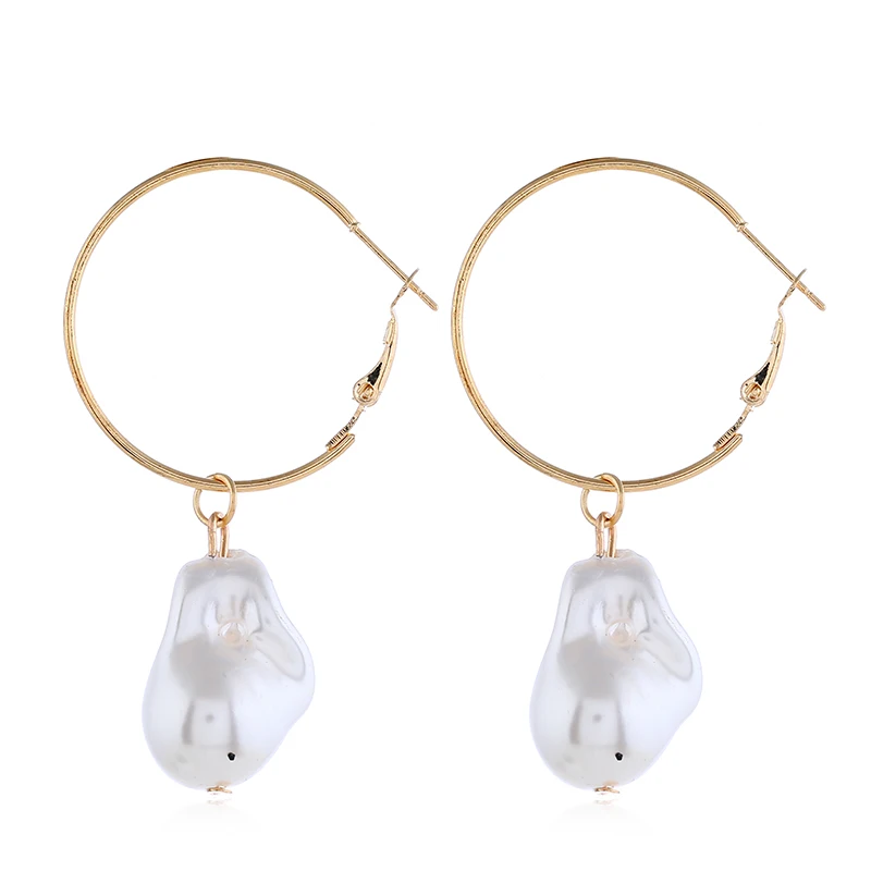 Женские серьги подвески с искусственным жемчугом большие в Корейском стиле