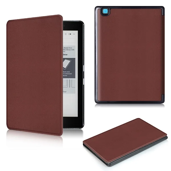 Коричневый Чехол из искусственной кожи для Kobo Aura Edition 2 6 дюймов устройство для чтения электронных книг, защитный чехол смарт-крышка со сном/бодрствование - Цвет: Коричневый
