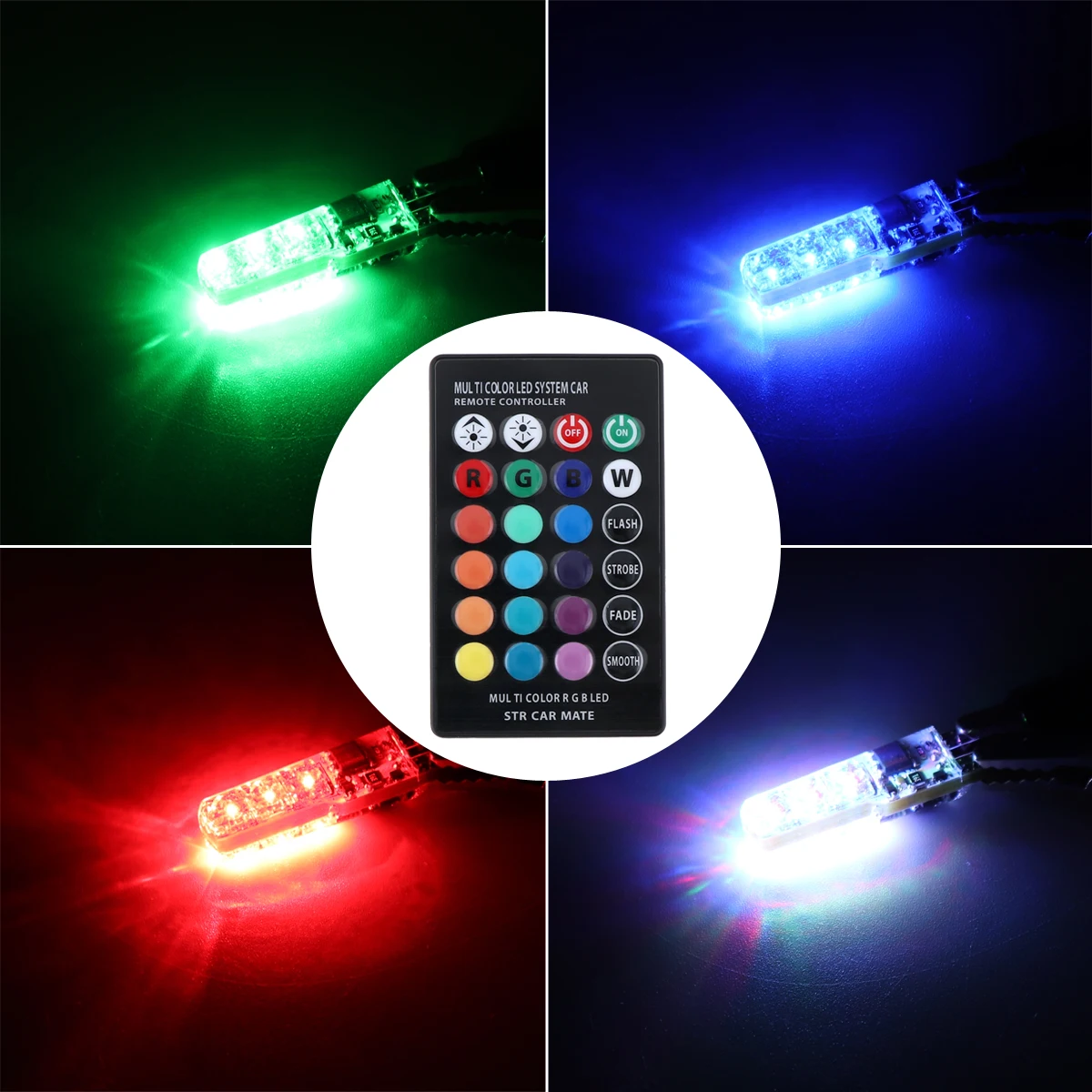 2 шт. автомобильный T10 12 В RGB 5050 светодиодный светильник на танкетке декоративный