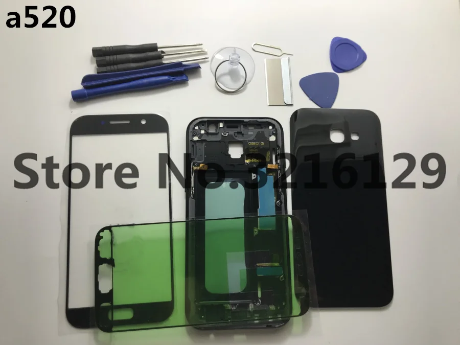 

Оригинальный чехол для всего корпуса средняя рамка + резиновая задняя крышка + Стеклянные линзы запасные части для Samsung A3 A320 A5 A520 A7 2017