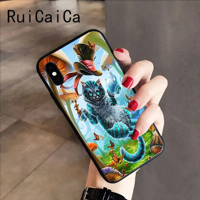 RuiCaiCa Алиса в стране чудес кошка роскошный уникальный дизайн PhoneCase для iPhone X XS MAX 6 6S