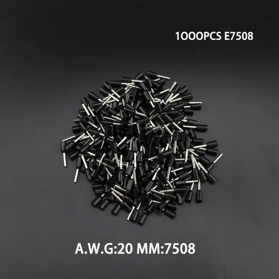1000 шт. E7508 20AWG медный обжимной соединитель изолированный штырьковый Концевой