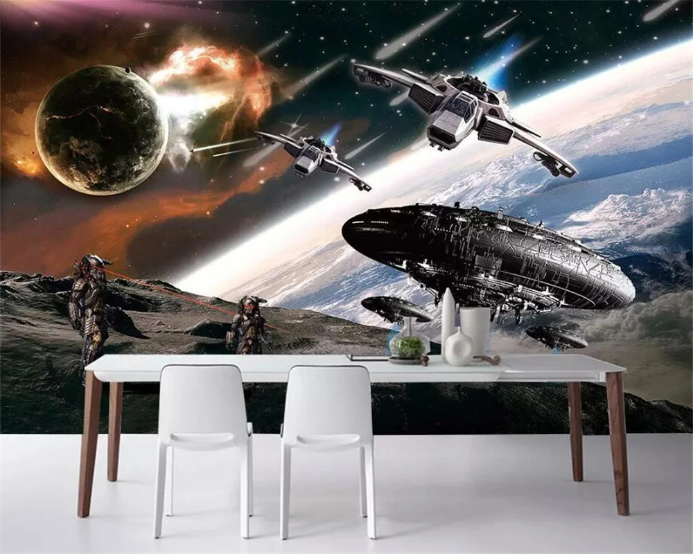3d обои на заказ росписи гостиной спальни планеты пространства войны ТВ фон стены