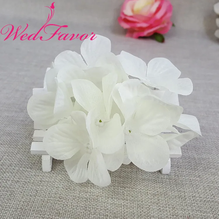Ivory WedFavor 50 шт. 12 см шелковой ткани цветок гортензии Heads для волос свадебный венок корсаж DIY букет фоне стены украшения - Цвет: Ivory