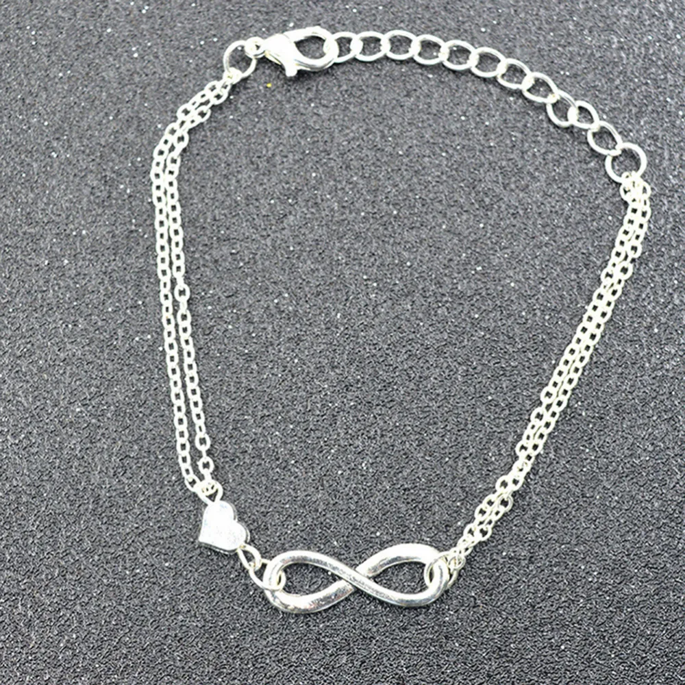 1Pc Fashion Gold Silver 8 Infinity Heart Sign Bracelet Infinite Metal Punk Hand Chain Bangle For Women Girl Lover Jewelry |