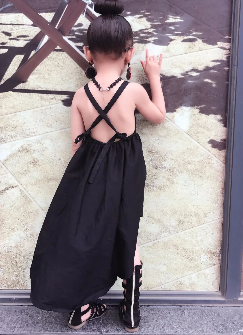 GOOPORSON/платье для маленьких девочек с открытой спиной черного цвета необычное