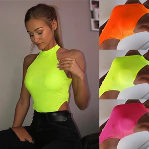 Женское облегающее Боди без рукавов, облегающая блузка-Купальник стрейч, вечерние топы, лето 2020