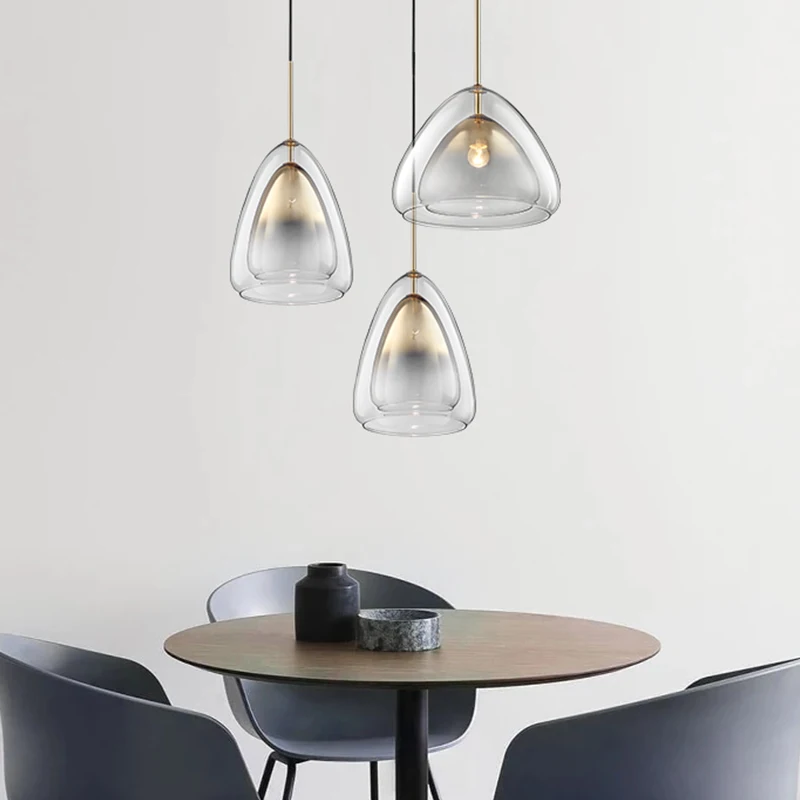 Fashion Modern simple Nordic Double-deck Glass Model Pendant lights Led E27 bulb Living room Dining Bedroom Deco Droplights | Лампы и