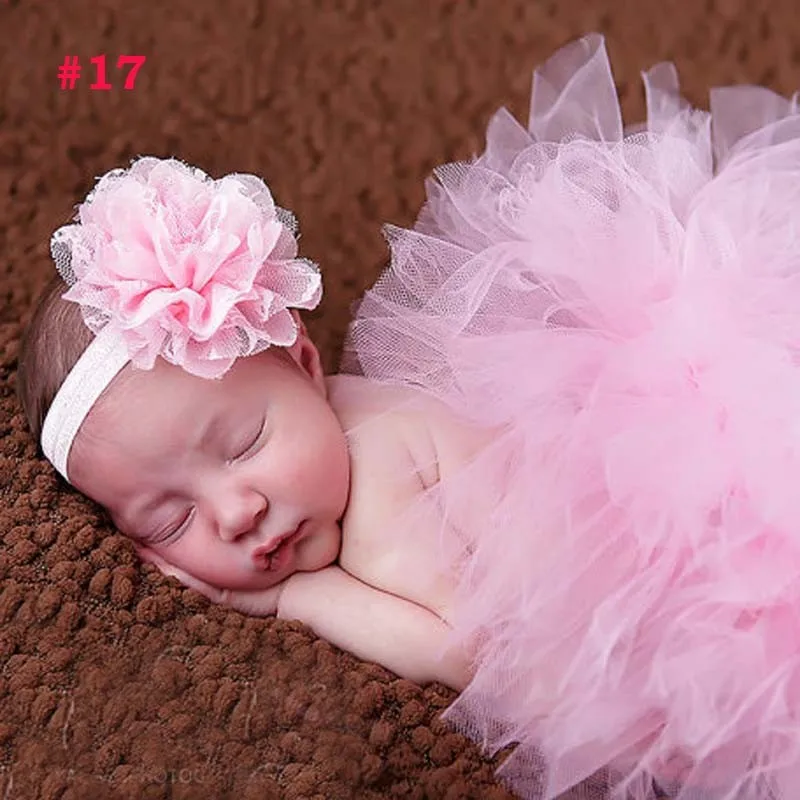 Skirt and Headband 9 Лидер продаж; фатиновая юбка-пачка для маленьких девочек и повязка на голову с цветами; Комплект для новорожденных; реквизит для фотосессии; подарок на день рождения; 10 цветов; ZT001 - Цвет: Skirt and Headband 9