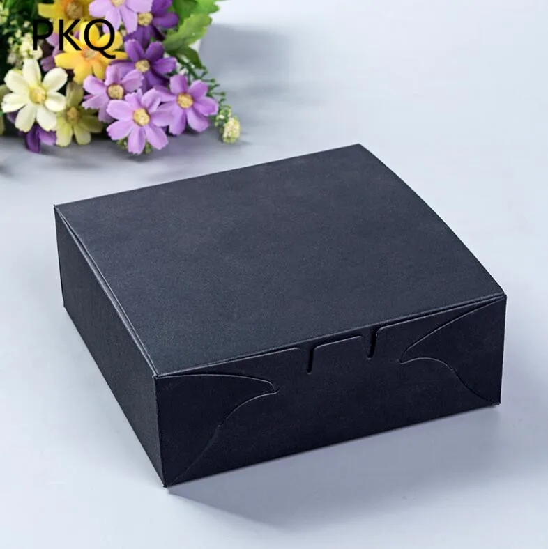 10 шт. 14x14x5 см Черная бумажная упаковочная коробка Большая Бумажная Коробка для