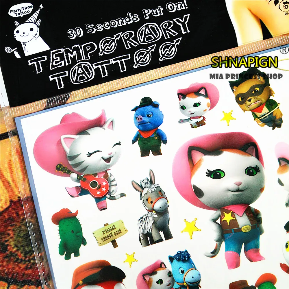 SHNAPIGN детская временная татуировка с кошкой череп Калли 17*10 см водостойкая