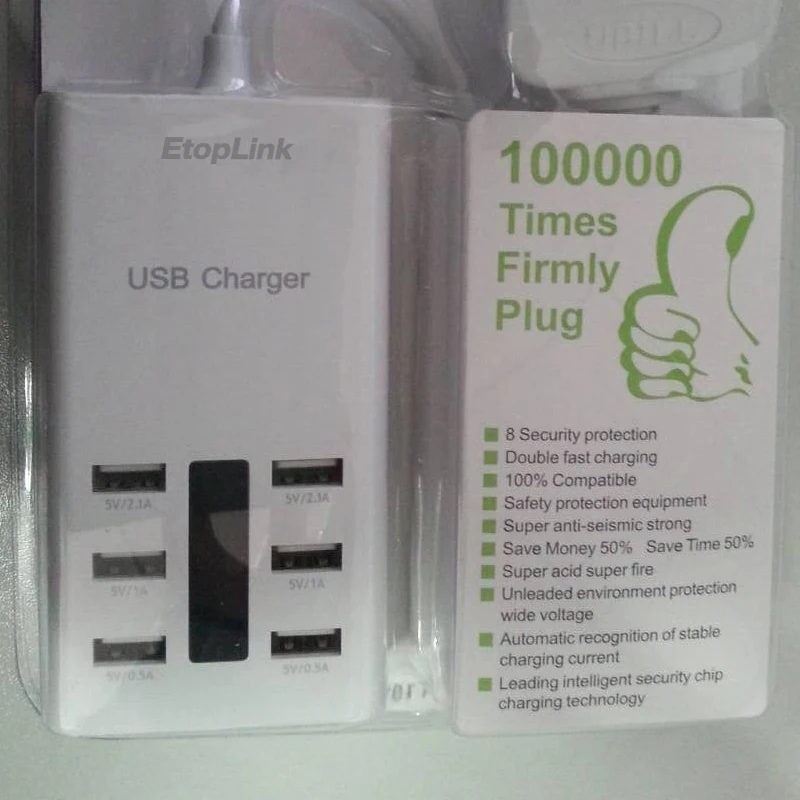 EtopLink 6 портов USB мобильный телефон зарядное устройство разъем универсальный