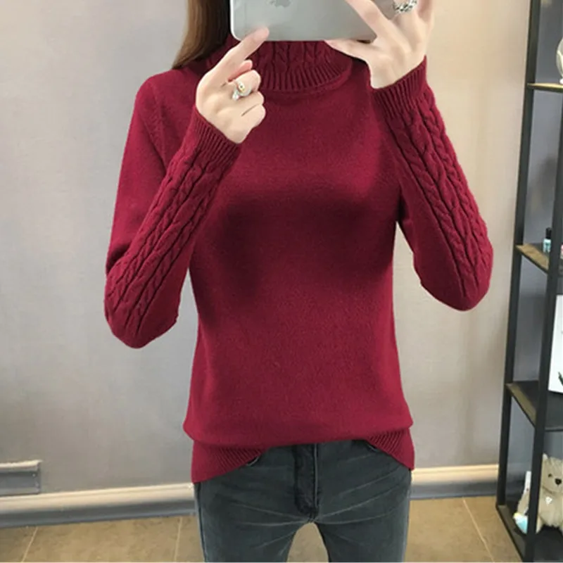 YAGENZ Autumn Winter Knit Sweater Women Loose Twist pullover Warm Turtleneck Female Long sleeve Slim Bottoming Shirt 217 | Женская