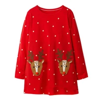 jumping meters children girls dresses applique deer kids dress long sleeve polka dot red dress gift christmas dress girl