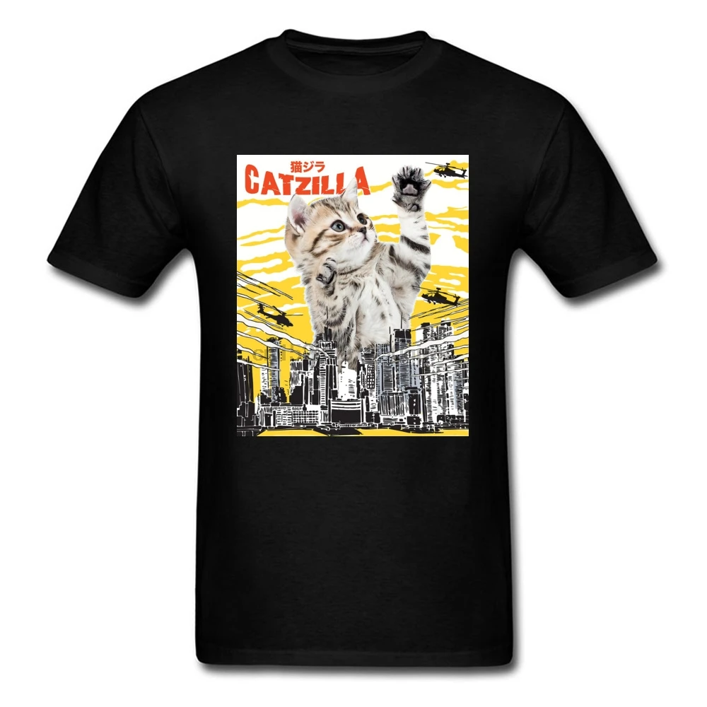Забавные хлопковые футболки с принтом кошки монстра сатанической зиллы новый