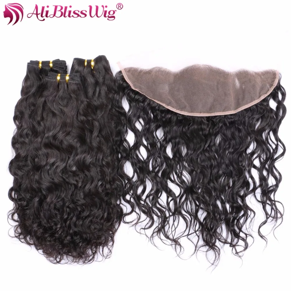 AliBlissWig 3 пряди с закрытием волнистые бразильские Remy 13*4 человеческие волосы