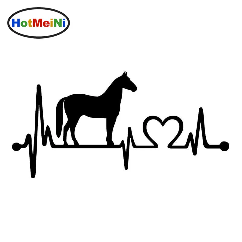 Автостайлинг HotMeiNi I Love Horse с электрокардиограммой автомобильная наклейка для