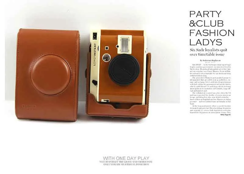 Ретро коричневый цвет из искусственной кожи чехол для камеры Lomo INSTANT Sanremo с плечевым ремнем защитный чехол для камеры