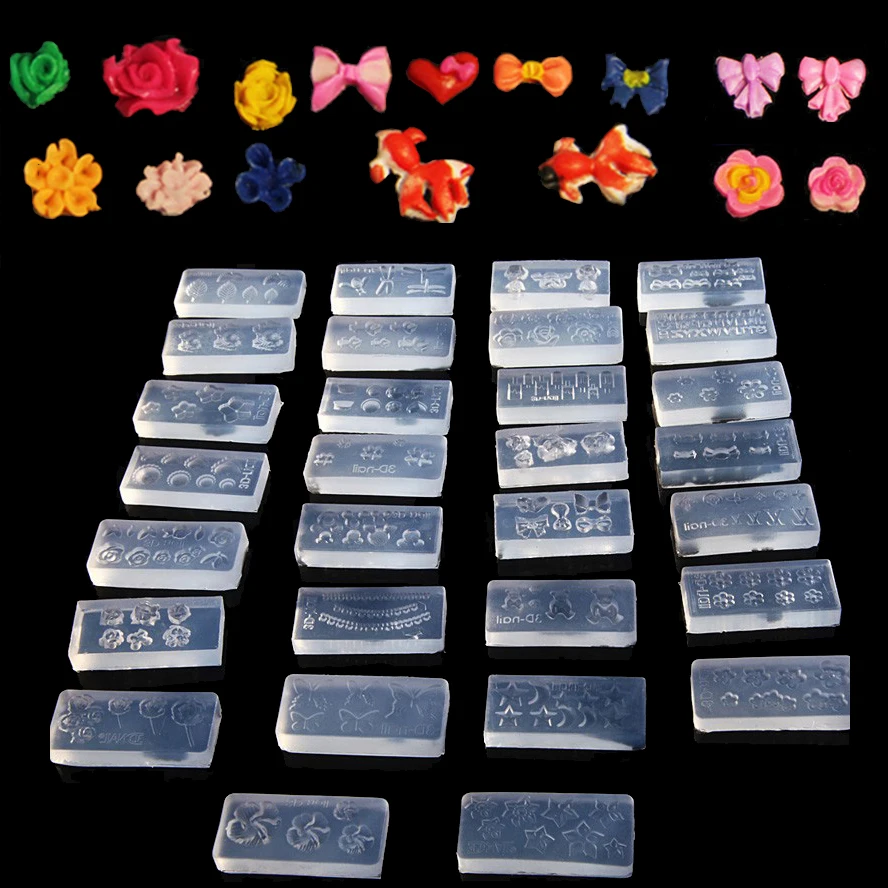 Акриловая Форма для резьбы по ногтям милый прозрачный 3d шаблон Силиконовые