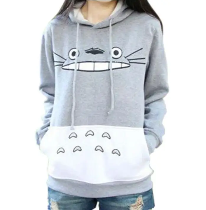 Супер милая зимняя женская одежда My Neighbor Totoro Аниме Топ с капюшоном футболка