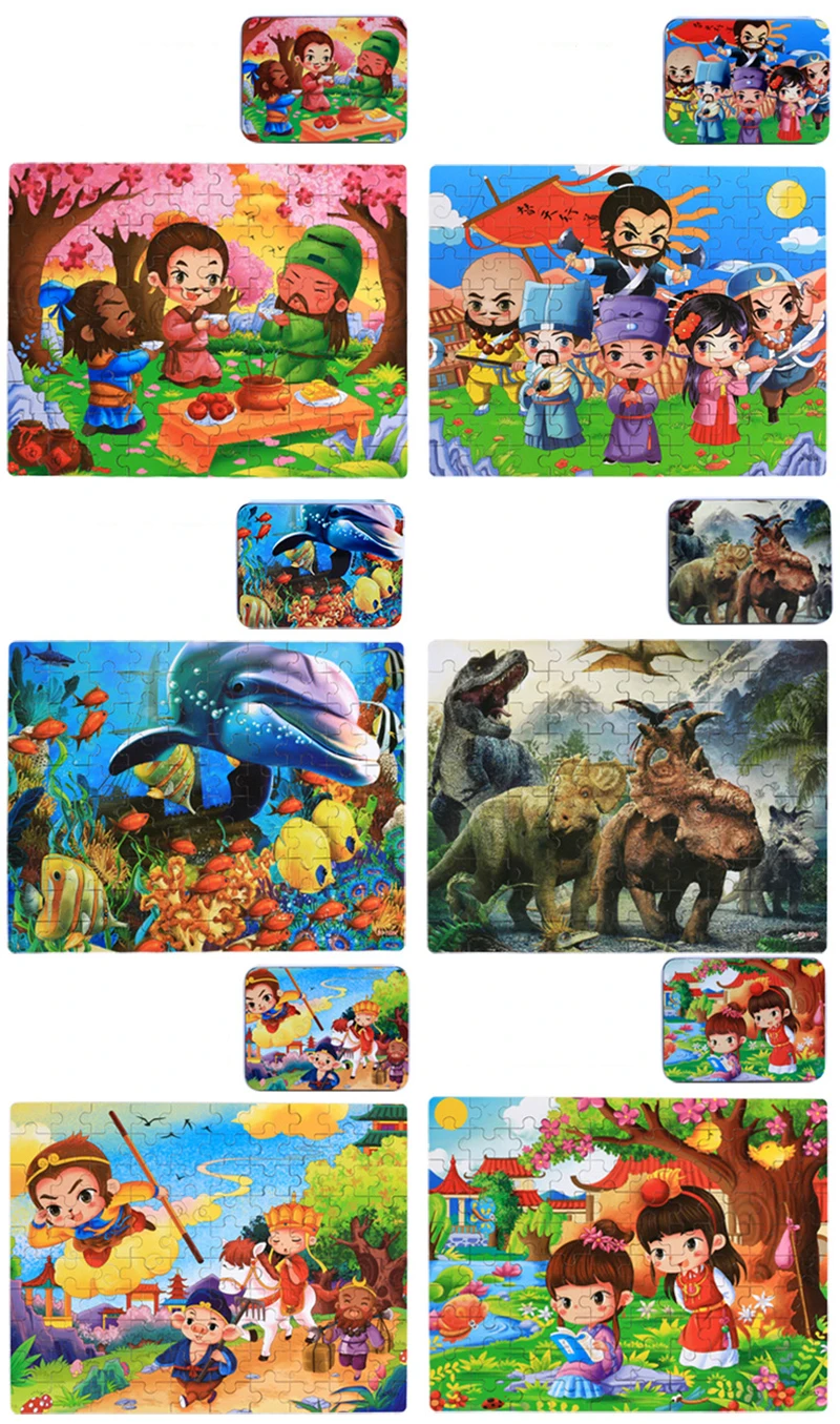 DDWE 100 шт. детские деревянные пазлы Игрушки 3D Мультяшные животные Lron Box Puzzle Деревянные детские развивающие игрушки для детей> 3 лет