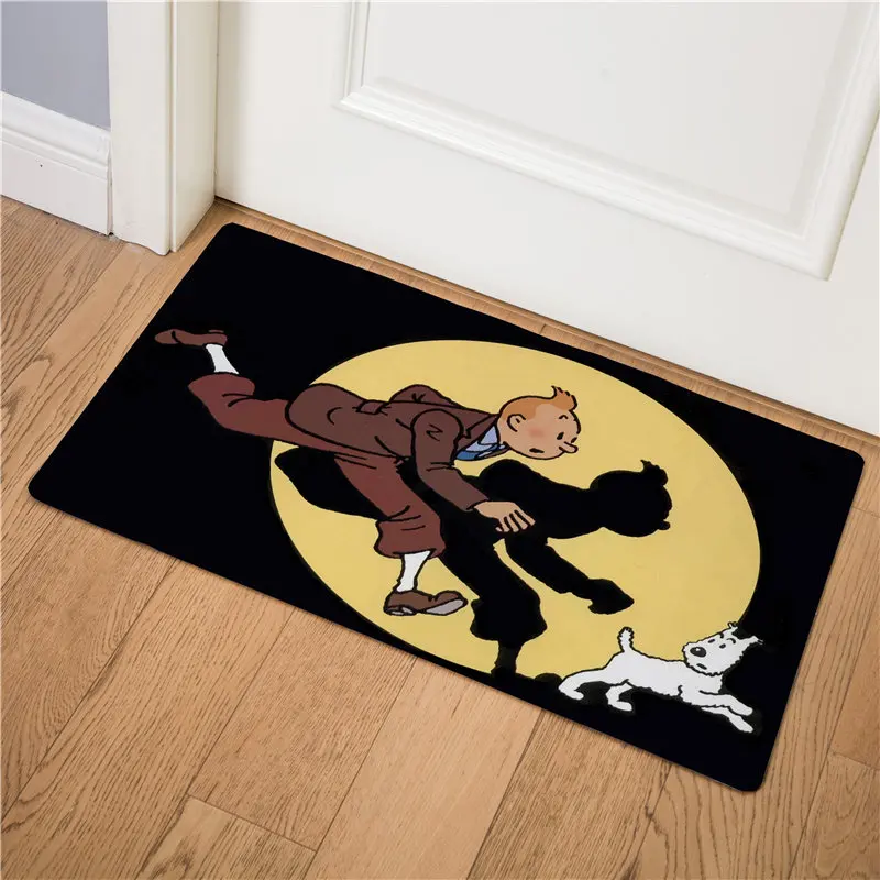Мультяшный Tintin коврик для входной двери, Противоскользящий коврик для пола, маслостойкий кухонный ковер, коврик аниме, легко чистится, коврик для двери из ПВХ - Цвет: 14