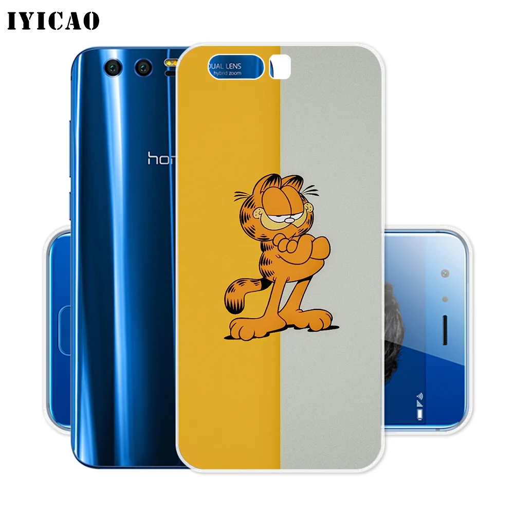 Мягкий силиконовый чехол IYICAO Garfield the cat для Huawei Y9 Y7 Y6 Prime 2018 Honor 8C 8X 8 9 10 Lite 7X 7C 6A 7A