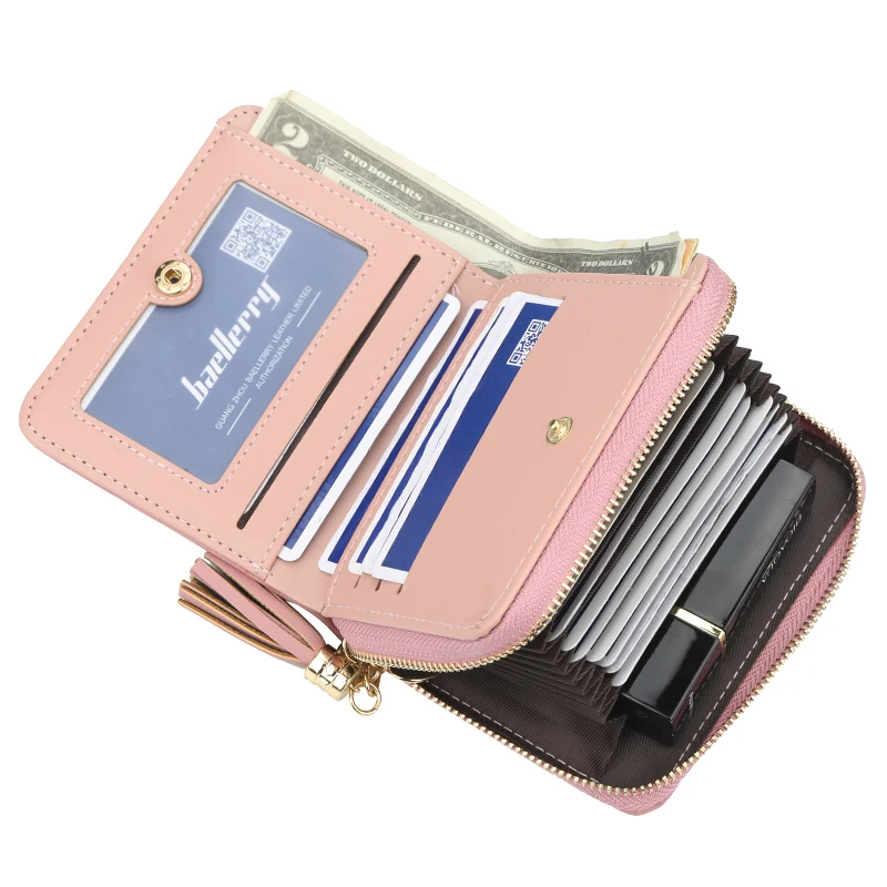 Кожаный кошелек Женский держатель для карт бизнеса монет маленькая сумка на