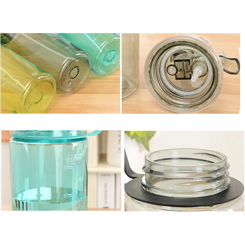 Creative 600ML Plastic Sports Spray Water Bottle Straw For Outdoor Bicycle Cycling Gym Drinking Bottles Drinkware | Дом и сад