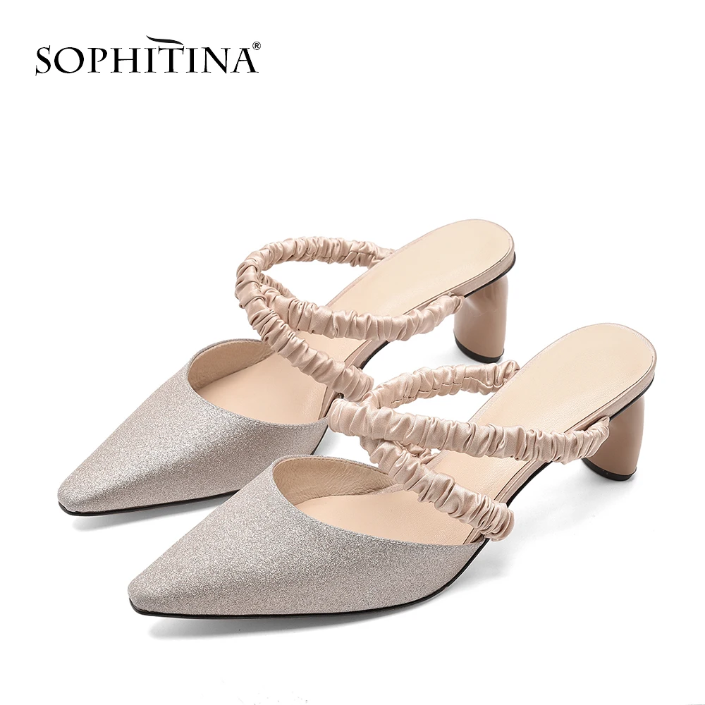 SOPHITINA/пикантные женские босоножки с острым носком классические блестящие