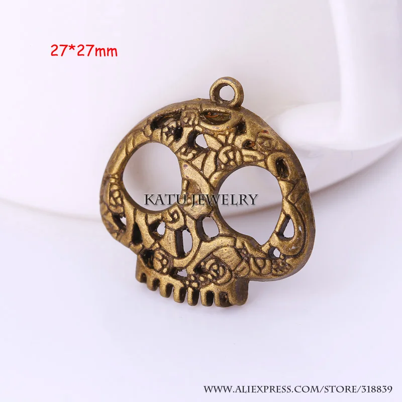 Антикварная латунная металлическая подвеска в форме черепа для