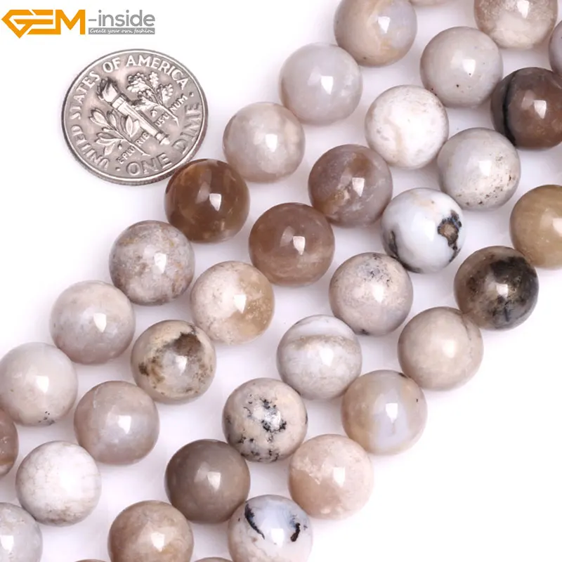 Бусины из натурального серого океана с ископаемым агатом для изготовления