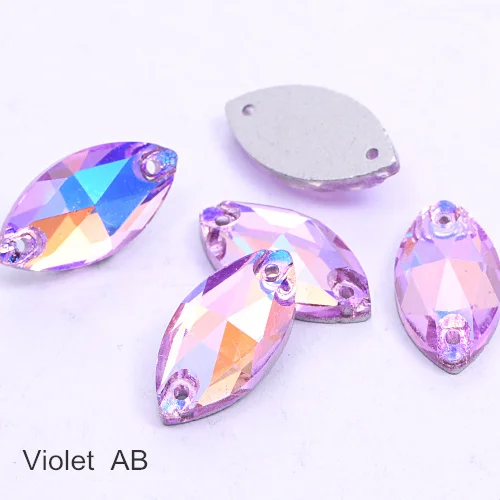 Violet AB Наветт много Цвета Стекло стразы шьют на стразы пришить стразы лист Вышивание стразы для одежды B3809 - Цвет: Violet AB