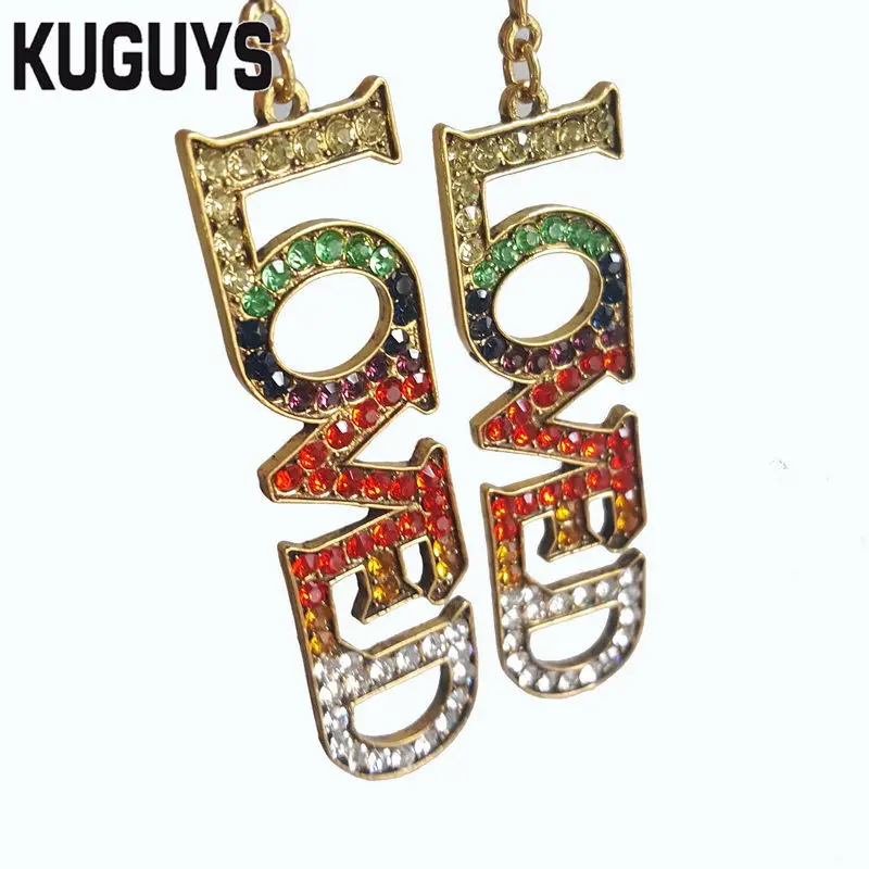KUGUYS Ribbon Jewelry Womens HipHop Letter Long Dangle Earrings for Women Pendientes Crystals Star Drop Earring Brincos | Украшения и