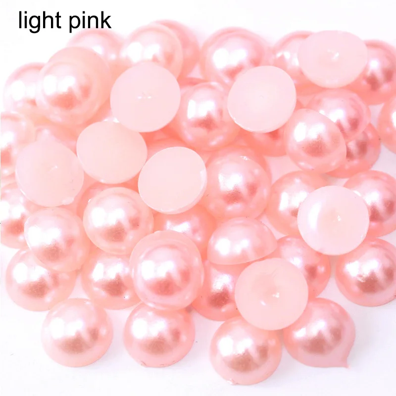 light pink 2-14 мм полукруглые Акриловые Имитация плоские бусины жемчуга для рукоделия украшения ногтей украшения Аксессуары - Цвет: light pink