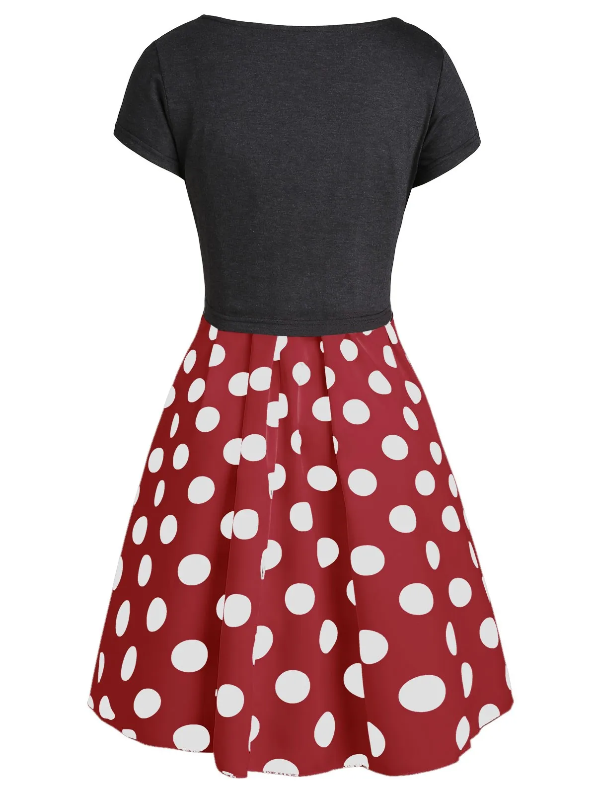 Летнее женское платье винтажное трапециевидной формы в горошек укороченная