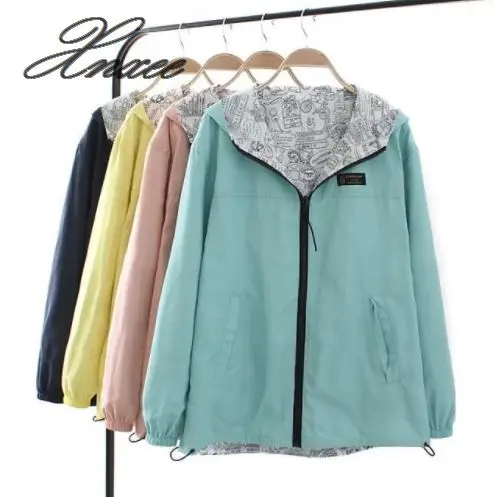 

2020 spring and autumn new Korean version of the two sides wearing a windbreaker female hooded loose short coat