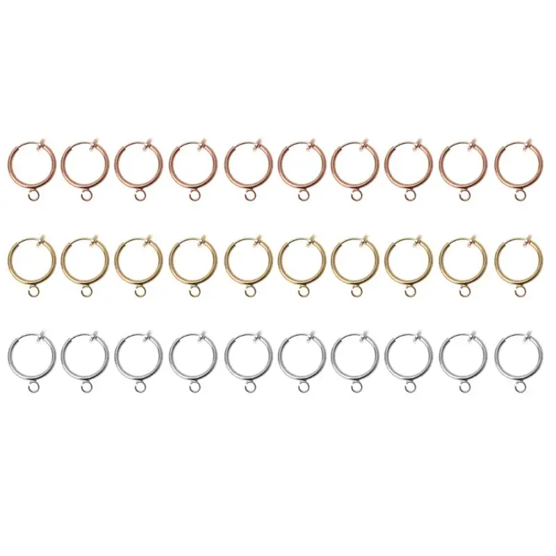 

10Pcs Brass Round Hoop Clip with Loop For Earring DIY Charms Jewelry Findings