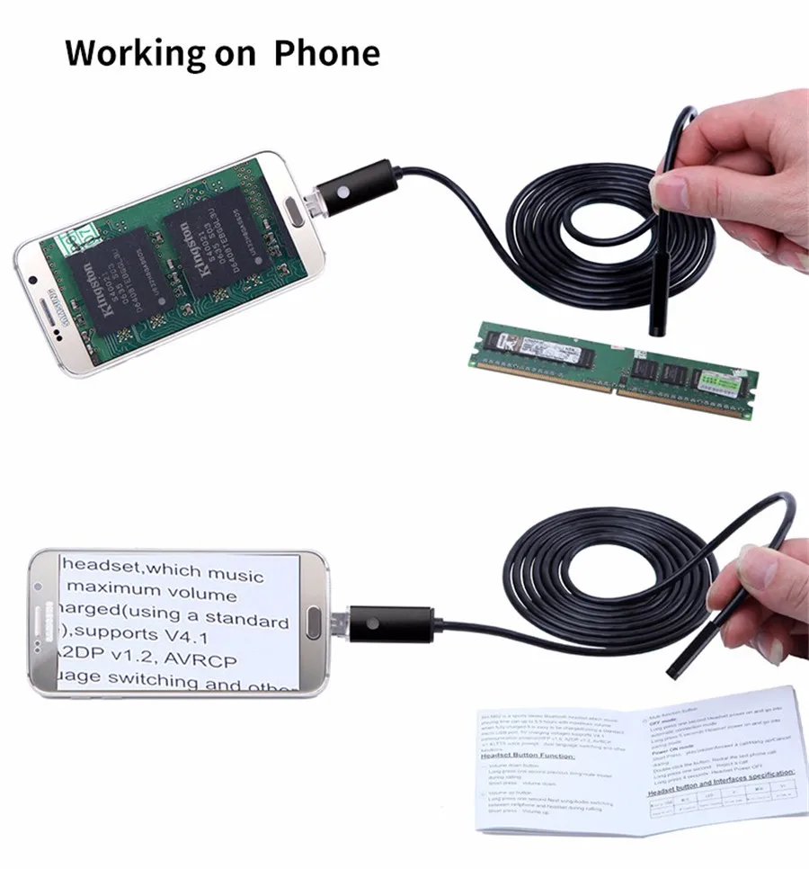 Автомобильный эндоскоп 5 м HD USB камера 6 светодиодов Android Инспекционная объектив 7 0